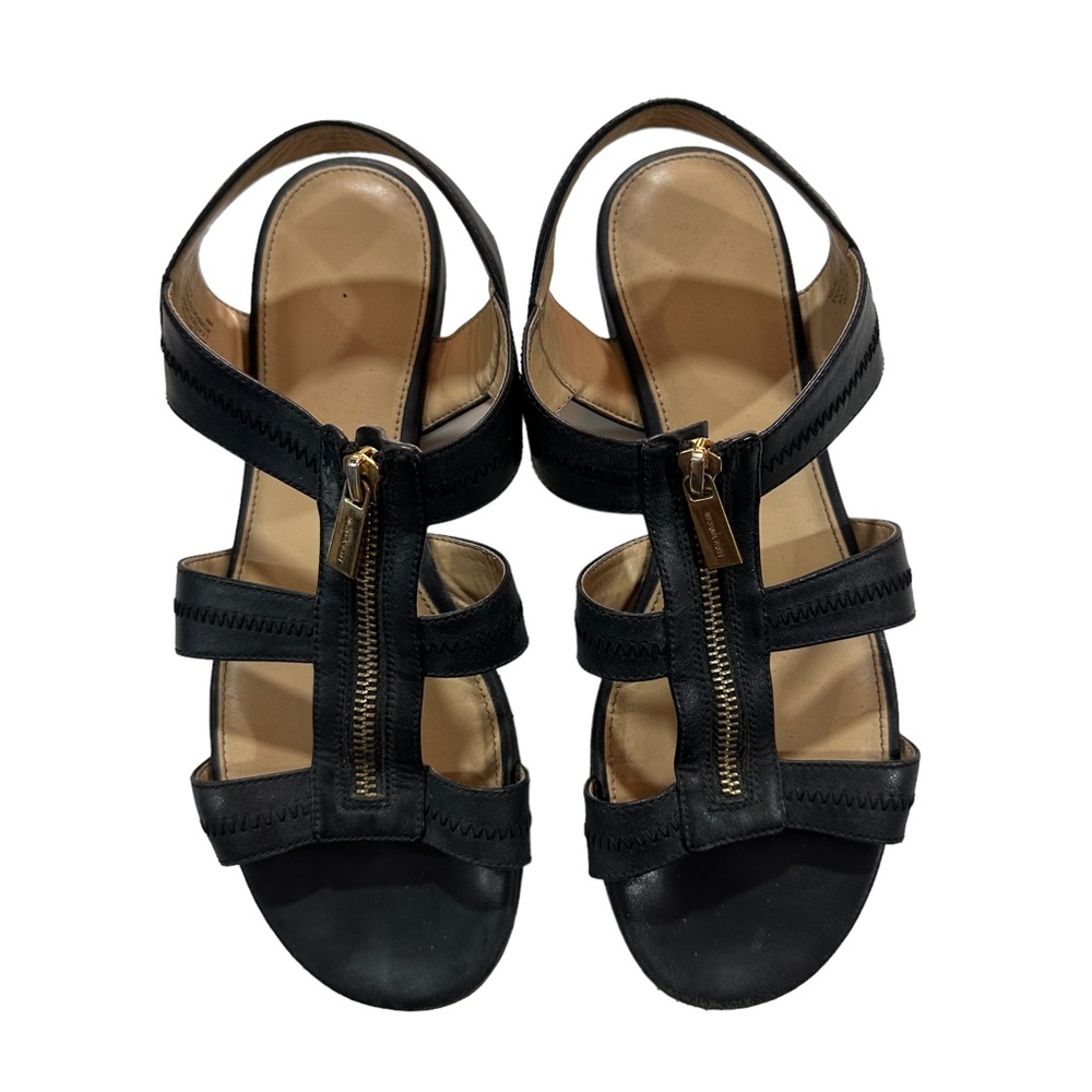 Michael Kors Berkley Flat Women Black Strappy Open Toe Slingback Sandals Sz 9M